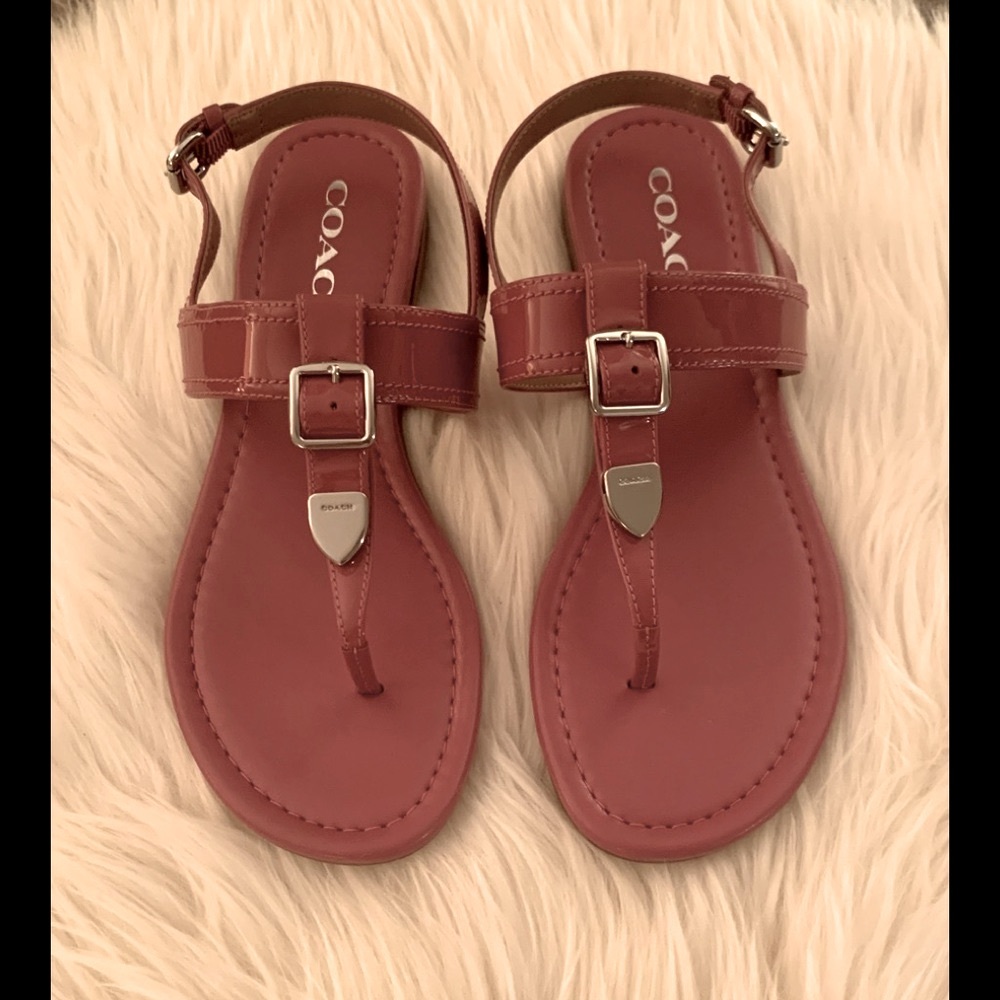 NWOT Coach rose pink patent leather sandals